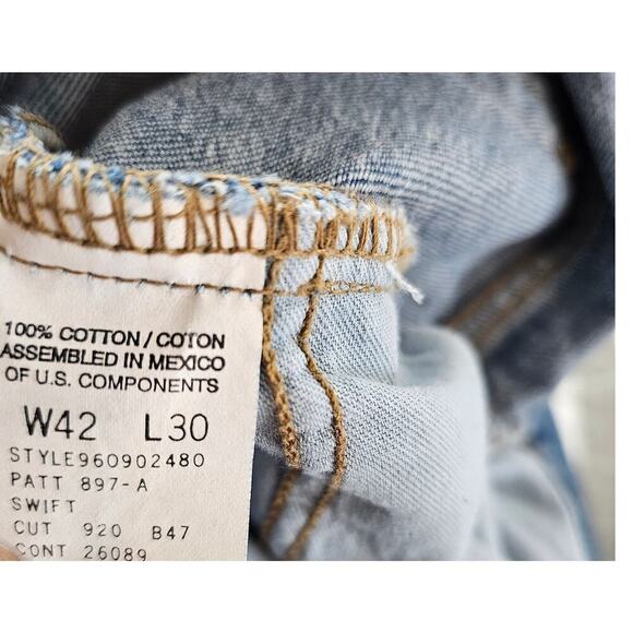 Vintage 90s Tommy Hilfiger Jeans Mens 42X30 Baggy Fit Wide Leg Denim Medium Wash - Picture 13 of 13